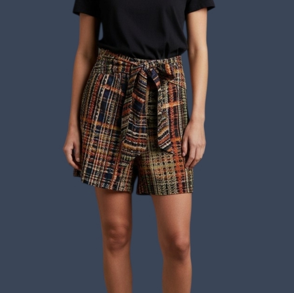 CABI Multicolor Patterned Tie Waist Wrap Skorts